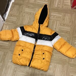 Kids Yellow and Black Puffer Jacket